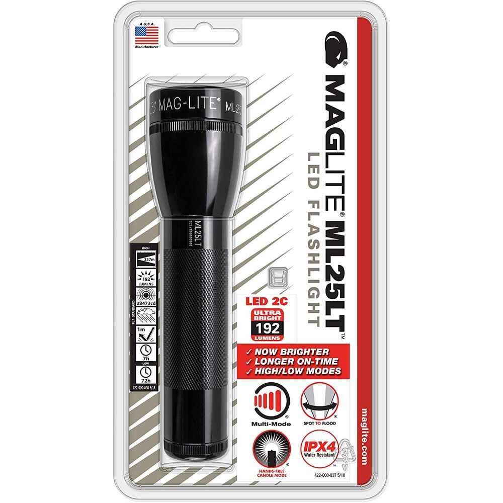 Maglite Flashlight ML25LT 192 Lumens Black LED 2 Cell C, large image number 2
