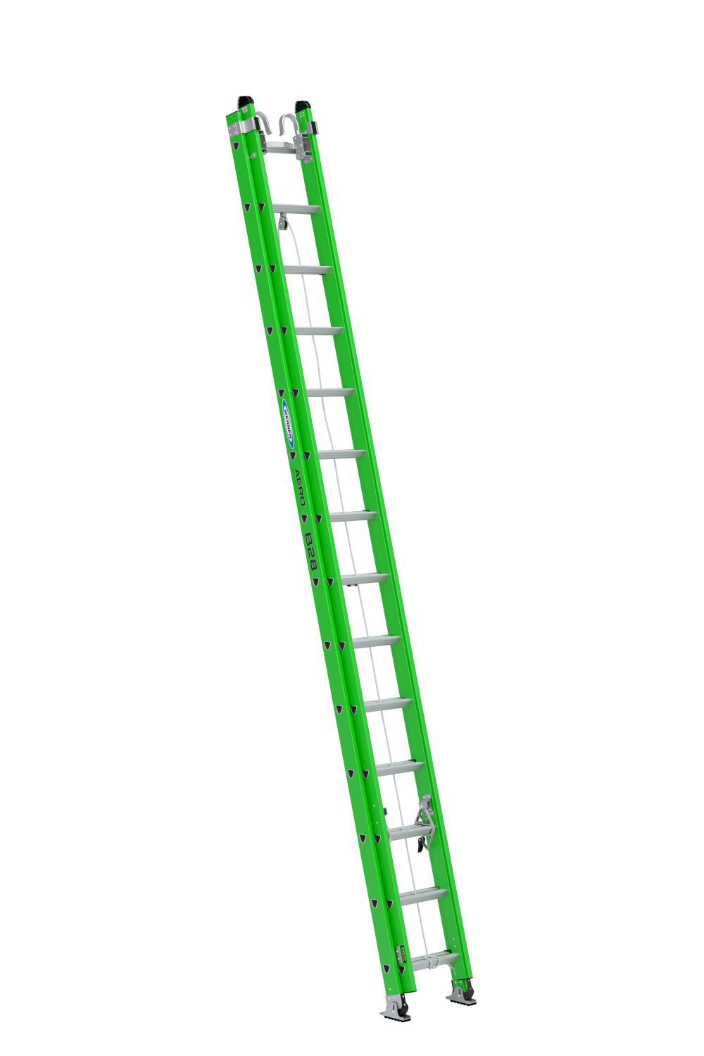 Werner AERO Extension Ladder 28′ IAA FG Box Rail/Tri Rung Cable Hook V Rung – B7128-2X9085