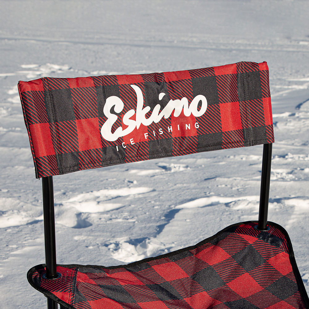 Eskimo Folding Ice Fishing Chair with 600 Denier Plaid Pattern Fabric and Carrying Bag, large image number 2