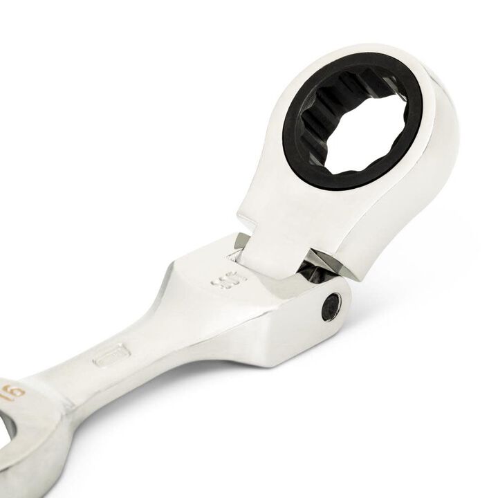 GEARWRENCH 16mm 90-Tooth 12 Point Stubby Flex Combination Ratcheting Wrench, large image number 3