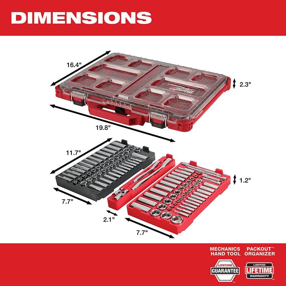 Milwaukee 1 4in 3 8 106pc Ratchet And Socket Set In Packout Sae Metric 48 22 9486 Simolary simolary.com 8