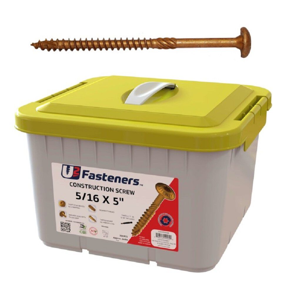 U2 Fasteners Construction Screw 3/8 Inch X 5 Inch, 300ct, large image number 1