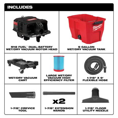 Milwaukee M18 FUEL Vacuum 9 Gallon 36V Wet/Dry (Bare Tool), large image number 1