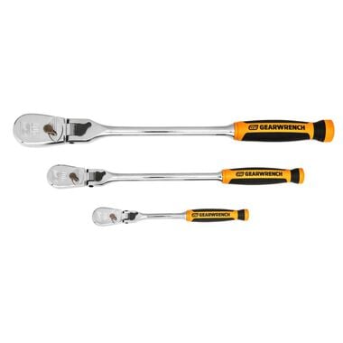 GEARWRENCH 3pc 1/4in 3/8in & 1/2in Drive Flex Head Ratchet 3pc, large image number 0