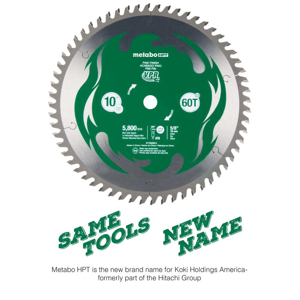 Hitachi Metabo 115435m 10" Miter Saw/table Saw Blade 60t Fine Finish Carbide for sale online 