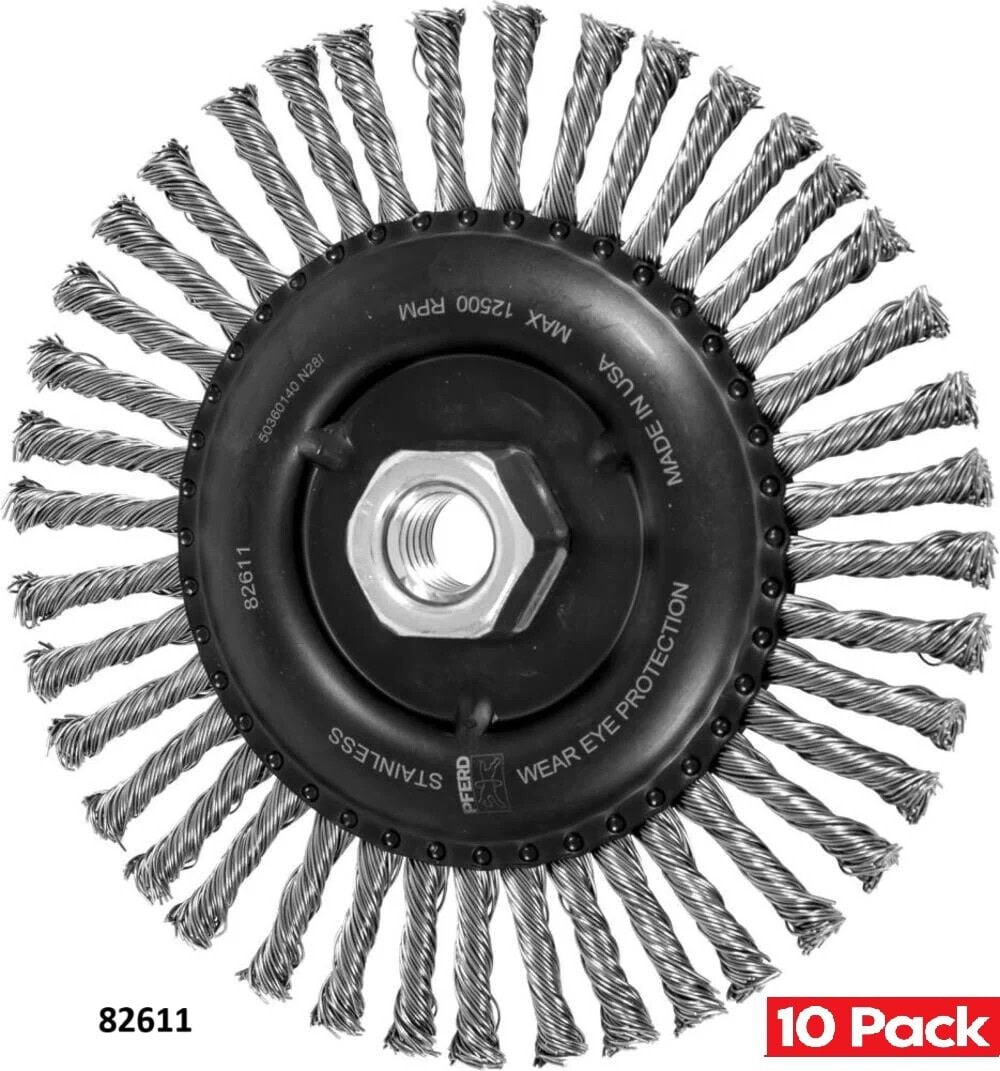 Pferd 6 Inch, 0.02 Inch Stainless Steel Stringer Bead Wheel Brush Bundle, 10 Pieces, large image number 2