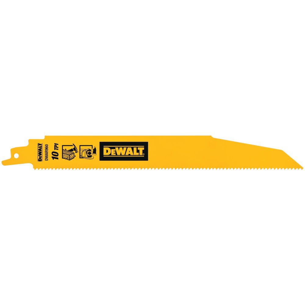DEWALT 9 Inch 10 TPI Demolition BiMetal Reciprocating Saw Blades, 5 Pieces, large image number 1