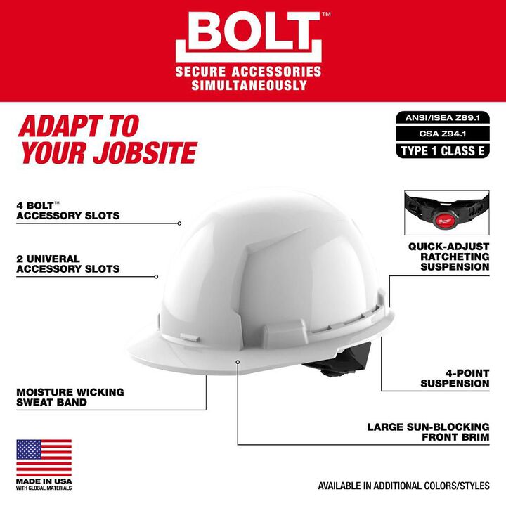 Milwaukee Orange Front Brim Hard Hat with 4pt Ratcheting Suspension Type 1 Class E, large image number 2