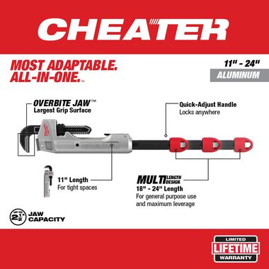 Milwaukee CHEATER Adaptable Pipe Wrench Aluminum, large image number 2
