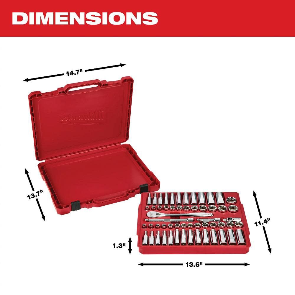 Milwaukee 3 8 In Drive 56 Pc Ratchet Socket Set Sae Metric 48 22 9008 - Image 5