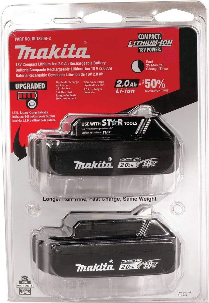 Makita 18V LXT 18V 2Ah Lithium Ion Power Tool Battery Pack with Fuel Indicator (2 Pack), large image number 6