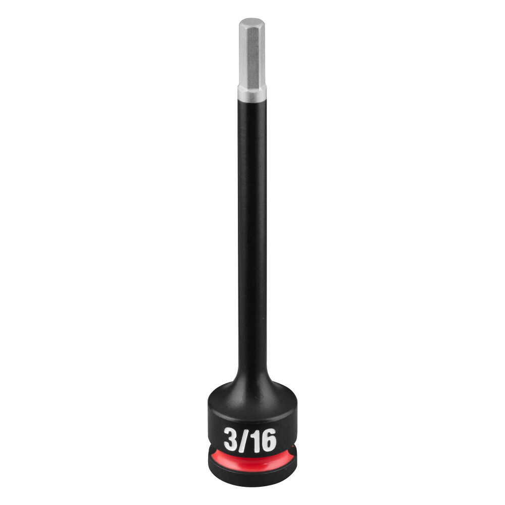 Milwaukee SHOCKWAVE Impact Duty 3/8 Inch Drive 4 Inch Hex 3/16 Inch Bit Socket - 49-66-7290