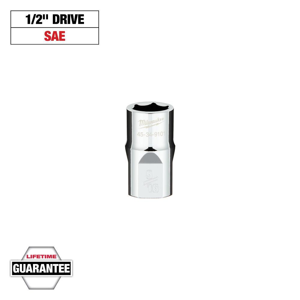 Milwaukee Promotional 1/2 Inch Drive 9/16 Inch SAE 6-Point Socket with FOUR FLAT Sides, large image number 8