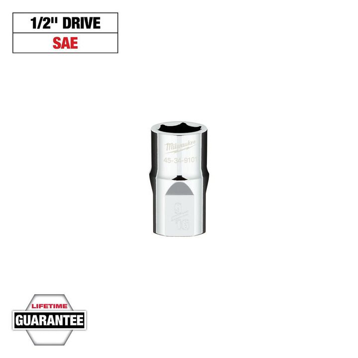 Milwaukee Promotional 1/2 Inch Drive 9/16 Inch SAE 6-Point Socket with FOUR FLAT Sides, large image number 7