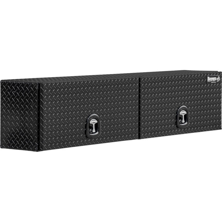 Buyers Products Company 16x13x88 Inch Gloss Black Diamond Tread Aluminum Topsider Truck Box with Flip-Up Doors, large image number 0