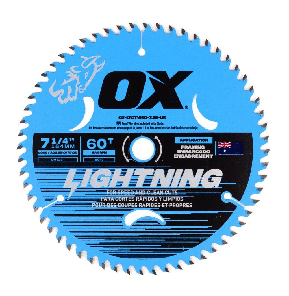 Ox Tools Pro Lightning 7-1/4 Inch 60T Circular Saw Blade, large image number 1