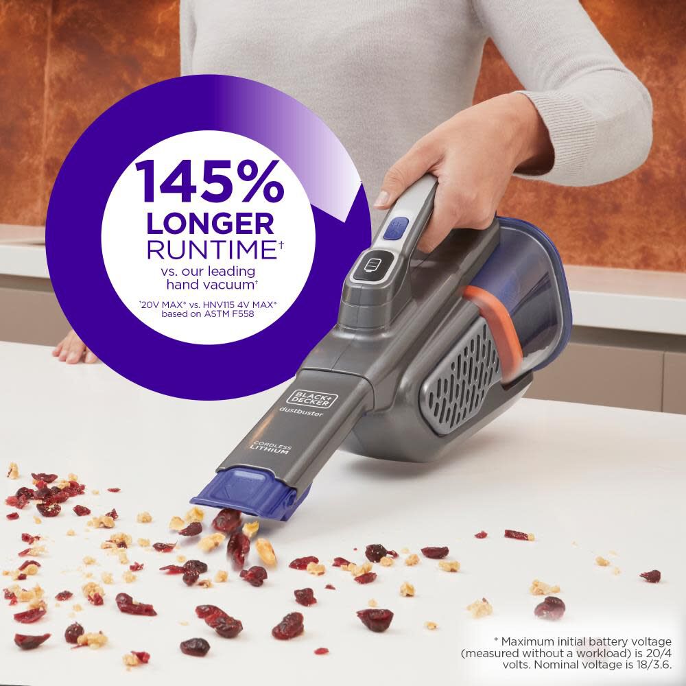 Black+decker 20V Max Dustbuster AdvancedClean+ Handheld Pet Vacuum, Hhvk515bpf07