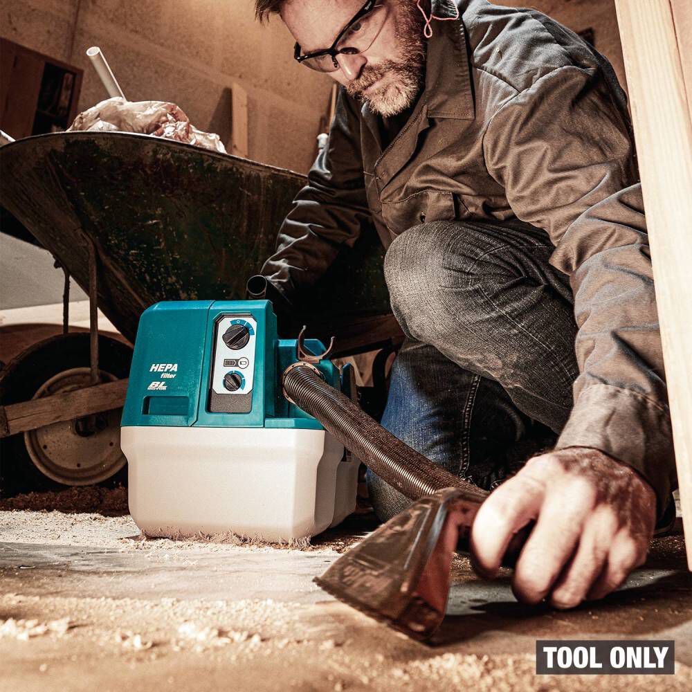 Makita 40V Max XGT Brushless Cordless 2 Gallon HEPA Filter Wet Dry Dust Extractor Vacuum (Bare Tool) Wheel Set & 7 Inch Crevice Nozzle Bundle, large image number 15
