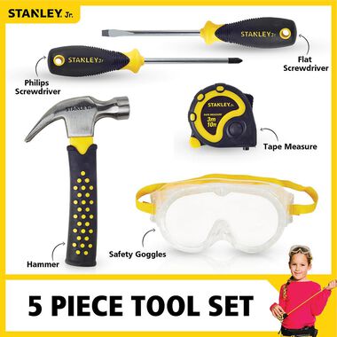 Stanley Jr. 10 Piece Tool Set, Real Tools for Kids