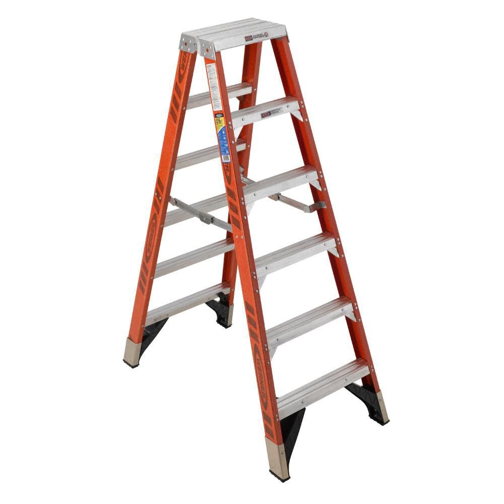 Werner 6-ft Fiberglass 375-lb Type IAA Twin-Step Ladder – T7406