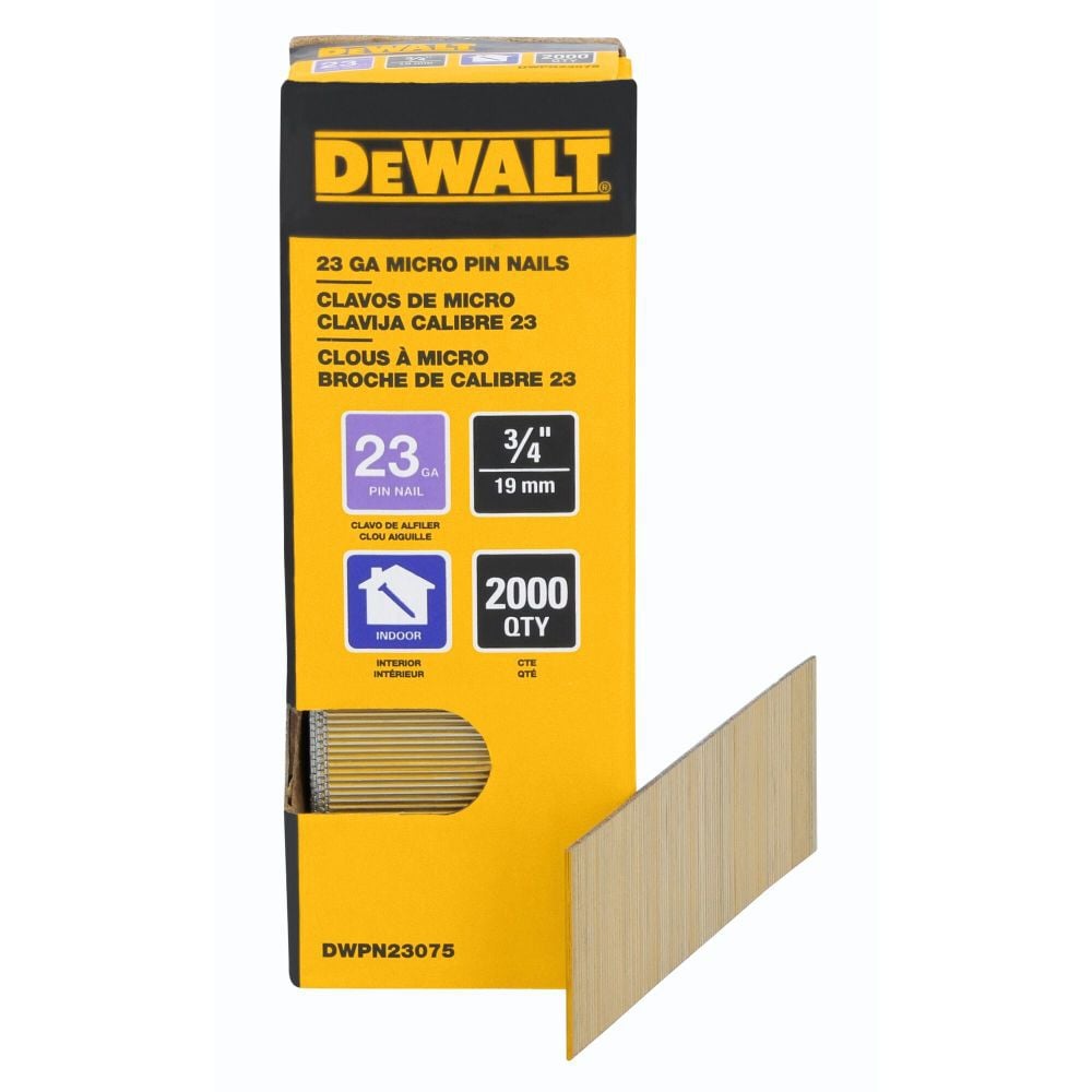 DEWALT 3/4 Inch 23 Gauge, Pin Nail, Chisel Point, 2000 Pieces – DWPN23075