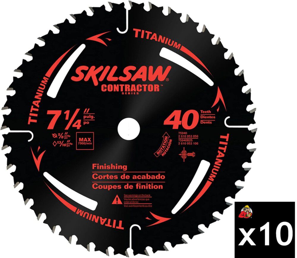 SKILSAW 7-1/4 Inch 40T Pack of 10 Framing Saw Blades, large image number 1