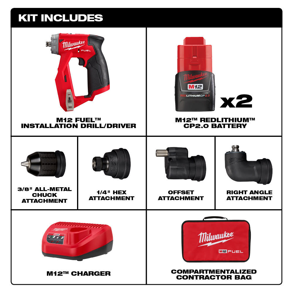 Milwaukee M12 FUEL Drill Driver and Right Angle Die Grinder Kit
