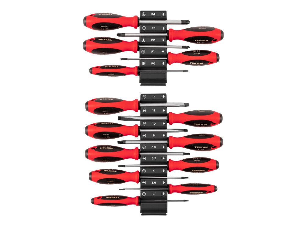 Tekton Phillips and Slotted Screwdriver Set with Organizer #0-#4, 3-14 mm, 14 Pieces, large image number 1