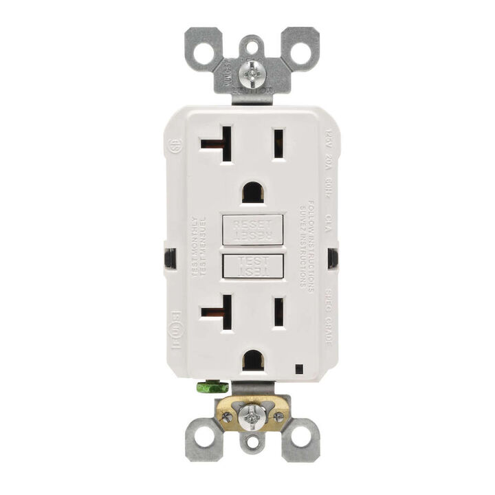 Leviton SmartlockPro GFCI Outlet 20A 125V Duplex White NEMA 5-20R