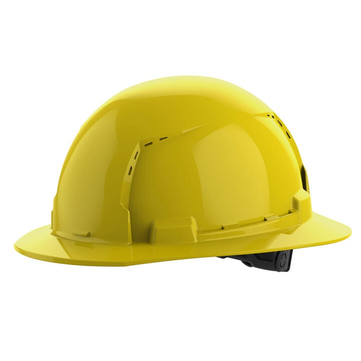 Milwaukee Yellow Full Brim Vented Hard Hat with 6pt Ratcheting Suspension Type 1 Class C