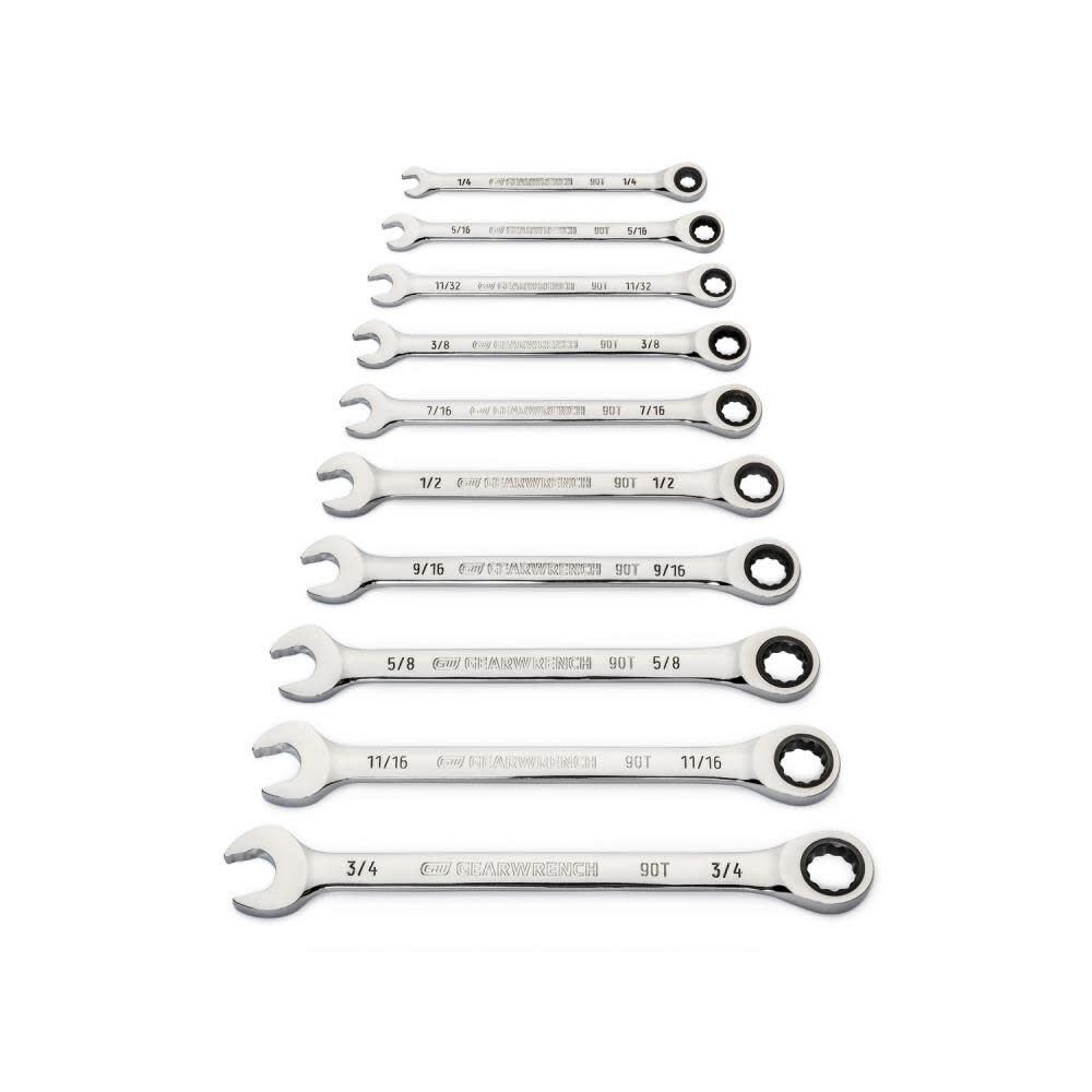 GEARWRENCH 10 Pc. 90T 12 Point SAE Combination Ratcheting Wrench Set, large image number 3