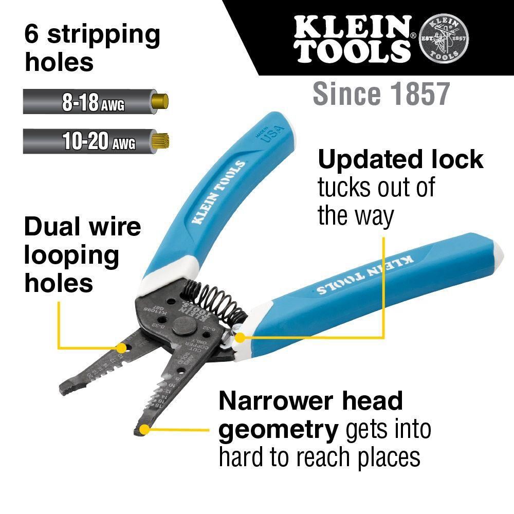 Klein Tools Klein-Kurve Wire Stripper/Cutter 8-20 AWG, large image number 2