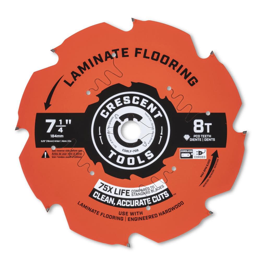Crescent Circular Saw Blade 7 1/4in x 8 Tooth Laminate Flooring – CSBLF-708