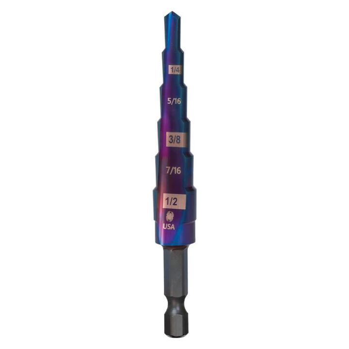 Spyder Stinger 6-Step Drill Bit, 3/16 Inch - 1/2 Inch, Hex Shank