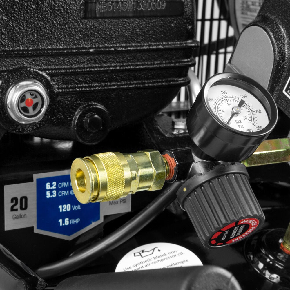 Industrial Air Compressor 1.6 HP 20 Gallon Portable Cast Iron Belt Drive, large image number 9