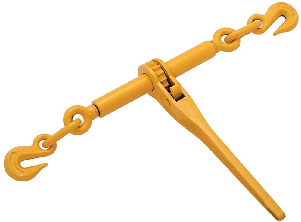 SCC 5/16 In. to 3/8 In. Ratchet Chain Binder Yellow Lacquer Finish 5400 Lbs. WLL - H5123-4152