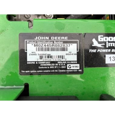 John Deere Z445 54 In. Gas Zero Turn Riding Lawn Mower - Used 2010, large image number 6