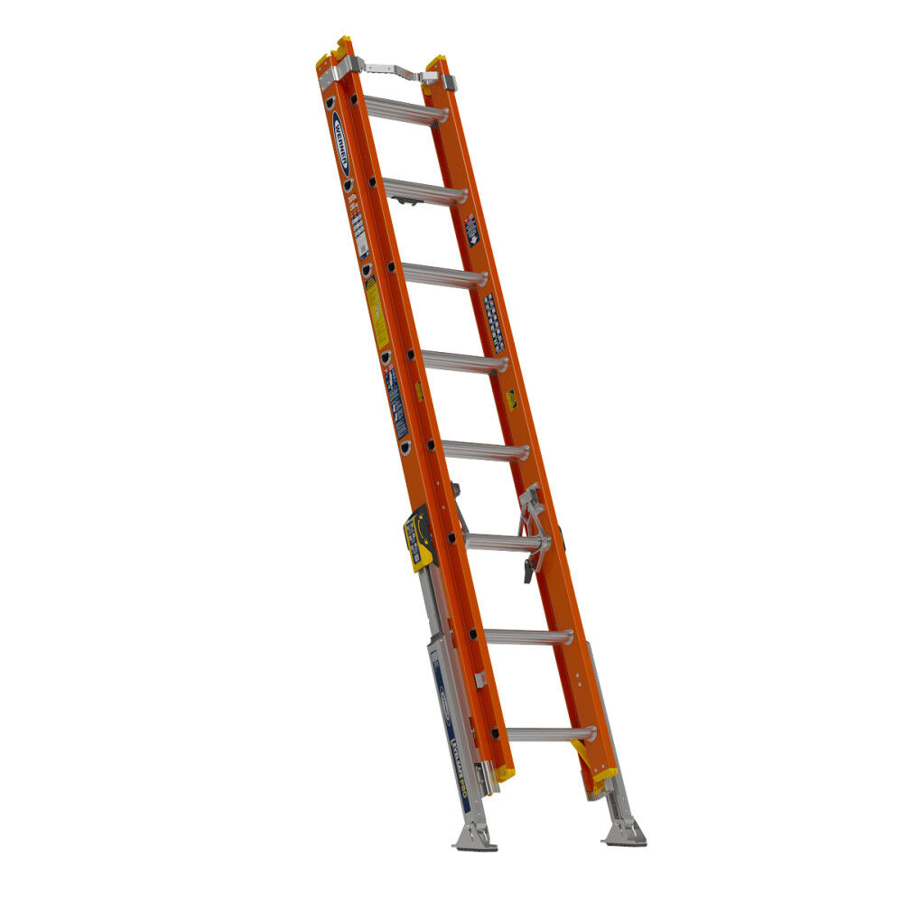 Werner Type IA Fiberglass D-Rung Extension Ladder with V-Rung and Werner LevelSafe Pro Leveler, large image number 1