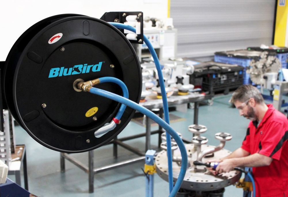BluBird 3/8 Inch x 50 Ft. Black Steel Air Hose Reel Assembly, large image number 3