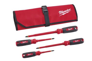 Milwaukee 4-Piece 1000V Insulated Screwdriver Set with Roll Pouch