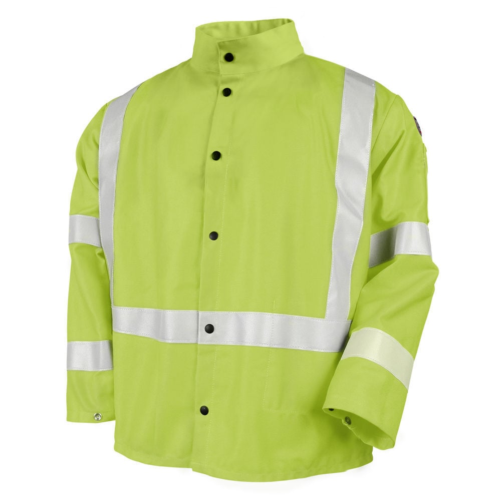Black Stallion Welding Jacket 9oz Lime Green FR Cotton 2X, large image number 1