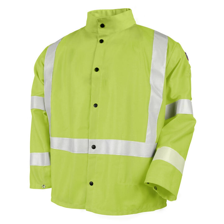 Black Stallion Welding Jacket 9oz Lime Green FR Cotton 2X
