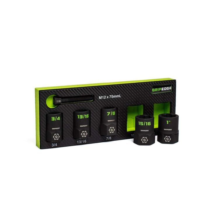 GripEdge Tools Rounding Prevention Technology 1/2 Inch Drive SAE Socket Extractor Set 5 Pieces, large image number 2