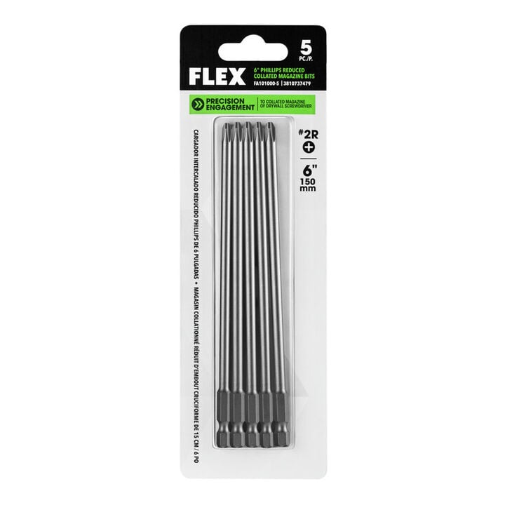 FLEX 6in Phillips Bit For Collated Attachment 5pk