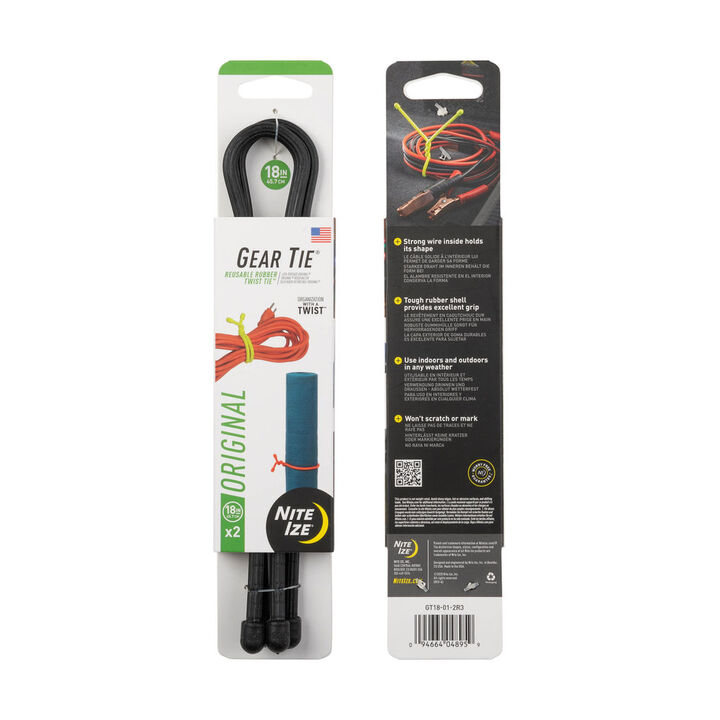 Nite Ize Gear Tie Reusable Rubber Twist Tie 18in 2pk Black, large image number 2