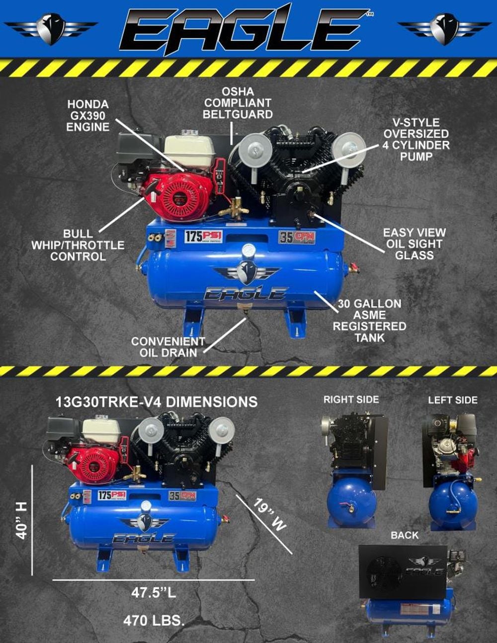 Eagle Compressor 30 Gallon Air Compressor Truck Mount, large image number 5