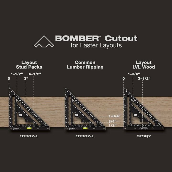 Stiletto 7 Inch Carpenter Square with Level, 4-1/2 Inch Trim Square Bundle, large image number 5