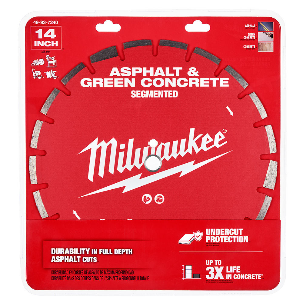 Milwaukee 14 Inch Segmented Rim Diamond Blade for Asphalt and Green Concrete, large image number 8