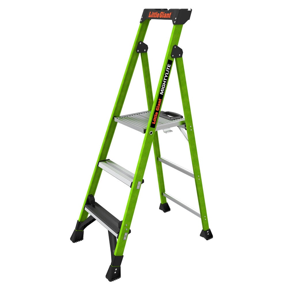 Little Giant Safety Mighty Lite 5′ Model – ANSI Type IAA – 375 lb Rated Fiberglass Stepladder with Ground Cue – 15405-001