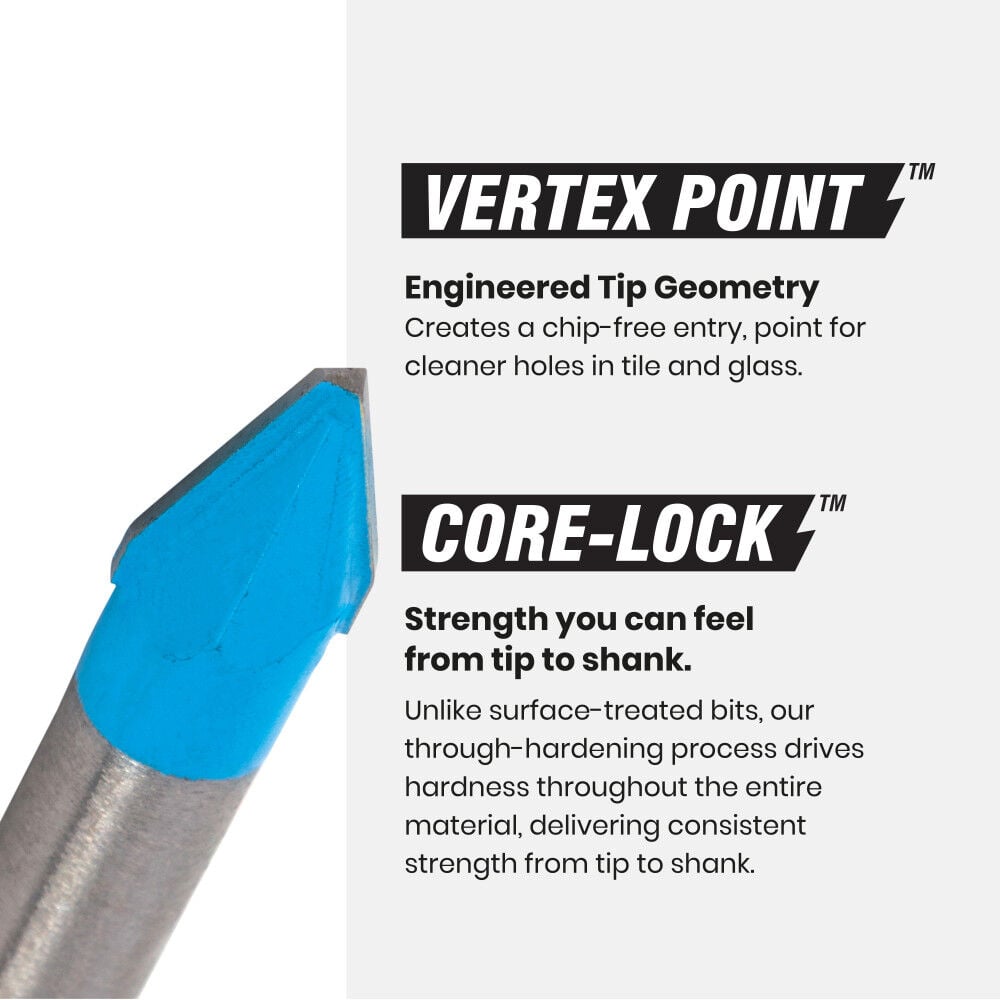 Spyder 3/8 Inch x 3.5 Inch Tile & Glass Drill Bit, Carbide-Tipped, large image number 4